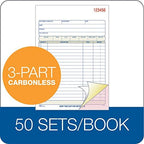 Adams Sales Order Book, 3-Part Carbonless, White/Canary/Pink, 5-9/16" x 8-7/16", 50 Sets (TC5805) (Pack of 2)