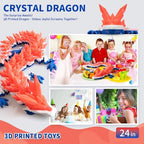 Large 3D Printed Dragon,24 Inch 3D Dragon Toys,Bigger Fidget Crystal Animals Toys, 3D Printed Articulated Animals for Home Office Car Desk Decor (Red White Blue, 24 inch)