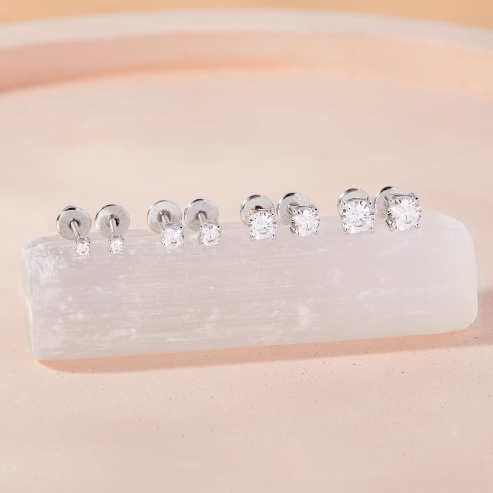 In Season Jewelry Tiny Solitaire Sterling Silver Kids Earrings – 4mm