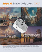 UK Adapters for Travel 2 Pack, TESSAN Type G US to UK Plug Adapter with 4 Outlets 3 USB Charger(1 USB C Port), Power Adaptor for USA to Ireland Scotland Dubai Hong Kong England British Kenya London