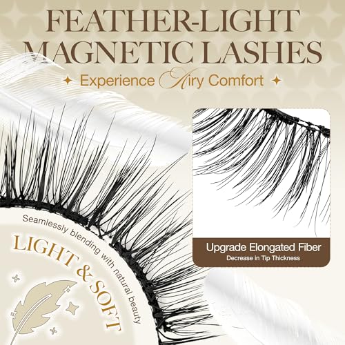 LASHVIEW Upgrade Soft Magnetic Eyelashes Natural Look, Reusable Magnetic Eyelashes with Applicator, No Glue Needed Magnetic Eyelashes Magnetic Lashes Kit, Easy to Wear and Remove CT01