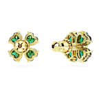 Swarovski Idyllia Stud Earrings, Gold-Tone Finished Clover Motif with Green Stones, Part of the Swarovski Idyllia Collection