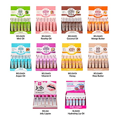 Ruby Kisses Broadway Vita-Lip Clear Lip Gloss Box Display Set (Shea Butter)