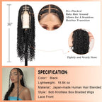 13x8 HD Lace Front Braided Wigs Knotless Boho Braided Wigs for Women Box Braid Wig With Baby Hair Human Hair Blended Long Braids Lace Front Wig 36 Inch Black