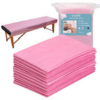 20PCS Massage Table Sheets Disposable Non Woven SPA Bed Cover Breathable Polypropylene Fabric 31" x 70" Thin, Not Waterproof （Pink）