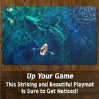 MTG Playmat, Game Play Mat for MTG TCG 24 x 14 inches Trading Card Inked Game Playmats with Storage Bag Smooth Rubber Surface Battle Game