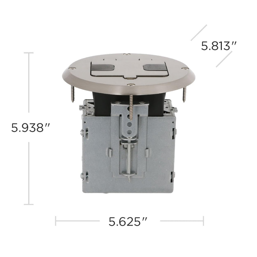RACO 6239NI Floor Kit with Recessed Duplex 15A TR Device and Adjustable Steel Box, 1-Gang, Nickel