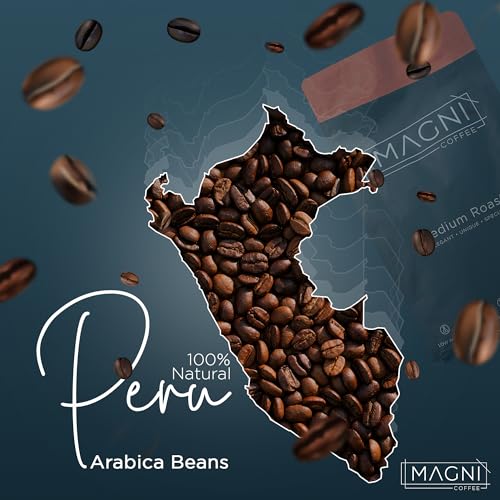 Magni Coffee - Whole Beans - Medium Roast - Low Acid - Single Origin USDA Organic Non-GMO Beans Third Party Tested For Mycotoxins & Pesticides - Fair Trade -12 Oz