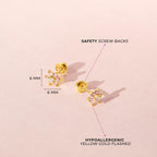Gold Plated Pink and Clear Cubic Zirconia Flower Safety Screw Back Earrings for Babies and Toddlers 5mm - Delicate and Sparkling Pink Flower Earrings for Little Girls - Lovely Floral Studs