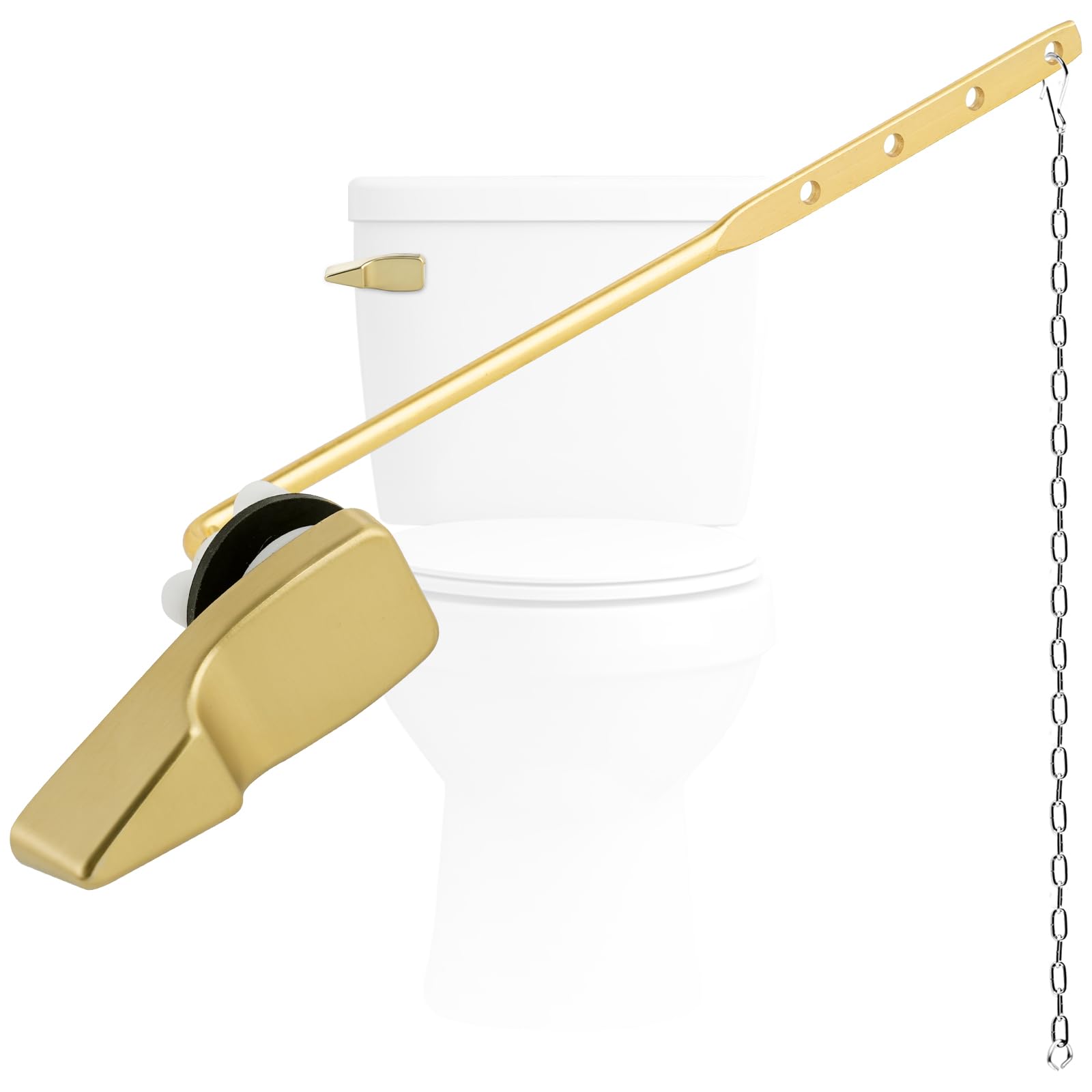 Hygie Rinse Universal Front Mount Metal Toilet Handle Replacement Kit Compatible with American Standard/Mansfield/Gerber/TOTO, Toilet Tank Flusher Lever with Flapper Chain, Brushed Gold