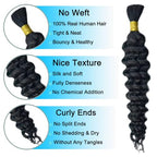 Human Braiding Hair 14 Inch 3 Bundle 150 g Deep Wave Bulk Human Hair for Braiding No Weft Curly Human Braiding Hair