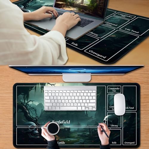 for MTG Game Playmat, for Magic TCG Rubber Play mat,Tabletop Card Playmats with Smooth Surface,Trading Card Inked Game Mat with New Zones,Battle Game,Skull Castle