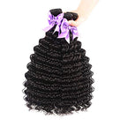 Brazilian Hair Deep Wave 3 Bundles with Frontal 13x4 Free Part Lace Frontal 100% Virgin Human Hair Bundles Brazilian Hair Extensions Natural Black Color (16 18 20+14)