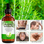 Rosemary Oil for Hair Growth 4.04 Fl Oz, Rosemary Essential Oil for Eyelashs, Eyebrows, Face, Skin Care, Body Massage, Aromatherapy, Hair Loss Treatment, Nourishes The Scalp, Improve Blood Circulation