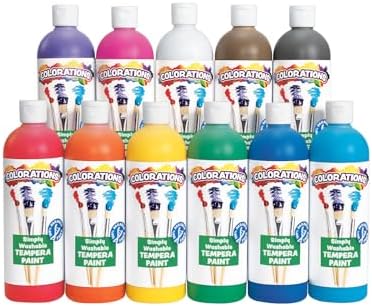 Colorations - SWT16 Simply Washable Tempera Paints, 16 fl oz, Set of 11 Colors, Non Toxic, Vibrant, Bold, Kids Paint, Craft, Hobby, Arts & Crafts, Fun, Art Supplies