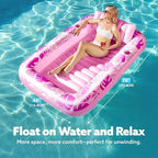 SLOOSH Inflatable Tanning Pool Lounger Float, 70" x 46" Pool Floats Adult with Pillow, 4 in 1 Suntan Tub Raft Floatie,Sunbathing Bed Lounge for Water Blow Up Kids Ball Pit Party Gifts, L-Hot Pink