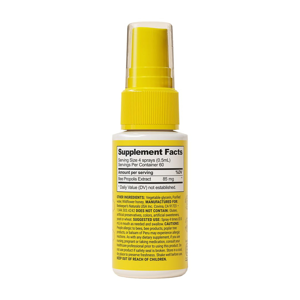 Propolis Throat Spray by Beekeeper's Naturals - 95% Bee Propolis Extract, Natural Immune Support & Sore Throat Relief - Antioxidants, Keto, Paleo, Gluten-Free (1.0 oz)(Pack of 1)