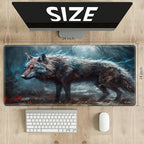 Playmats for Magic: The Gathering MTG Card Game Mat Plus 50 Pcs Card Sleeves, 24 x 14 inch TCG Mat with Stitched Edge for Commander Deck Duskmourn Board Game, Wild Wolf