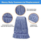 6 Pack Heavy Mop Replace Head，mop Head Replacement,Commercial mop Heads,Reusable Mop Head Refills-Replacement Mop Heads SuitableWet Industrial Blue Cotton Looped End String Head Refill (Blue)