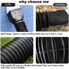 2 Pack Rain Gutter Downspout Extensions, Flexible Downspout Extender with 58"+68" Extendable Pipes for Rain Water Drainage, Durable Down Spout Drain Extension with Connector (Black)