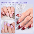 BTArtbox Short Square Gel Nails - Natural XCOATTIPS Short Fake Nails with Tip Primer Cover, Stronger Nail Adhesion, Full Matte Soft Gel Nail Tips, Clear Nail Tips Fake Nails for Nail Extensions