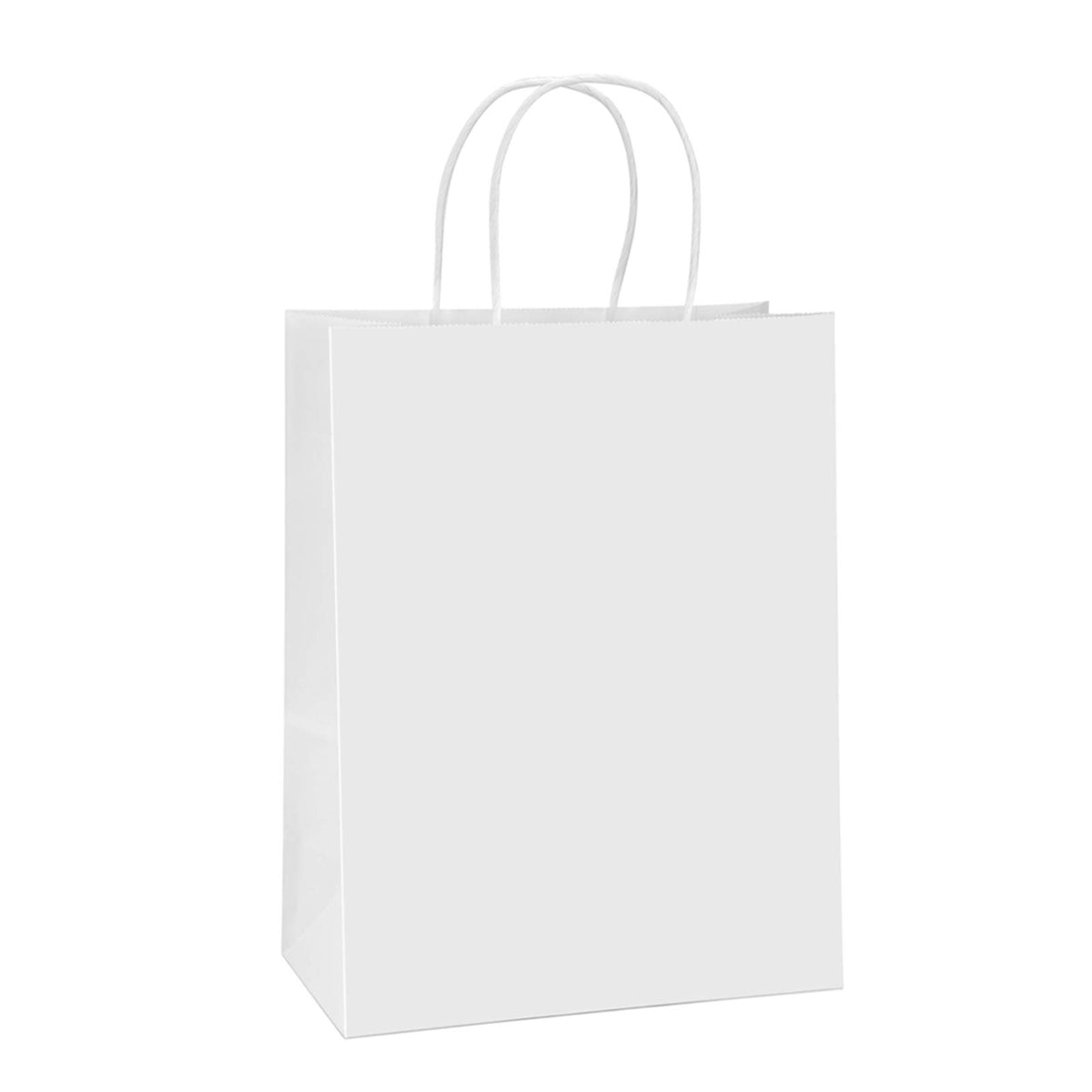 BagDream Kraft Paper Bags with Handles 10x5x13 Inch White 100 Pack Bulk