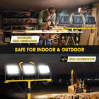 21000Lumen LED Work Lights with Stand - 3 Head Portable Work Light with 16FT Cord - IP66 Waterproof Tripod Worklights for Outdoor Indoor Job Site Workshop Garage Construction Site Lighting