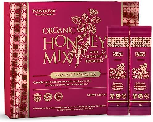 Extra Strength Honey Mix | Honey Packets with Natural Jelly Bee Pollen, Panax Ginseng & Tribulus | Mixed Honey Infused with Premium Ingredients for Long Lasting - 3 Days | Packs of 12 Sachets