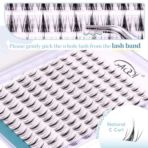 GAQQI Lash Clusters Manga Eyelash Clusters 10-14mm Wet Look Spiky Cluster Lashes 120PCS, Cluster Eyelash Extensions C Curl, Invisible Band Ultra-thin & Soft Clear Band False Lashes (HEROINE)