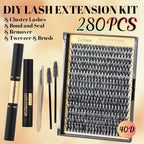 Lash Clusters Kit Individual Lash Extension Kit 280 PCS D Curl 9-16mm DIY Eyelash Extensions Kit with Lash Bond and Seal Waterproof and Cluster Lashes Glue Remover Lash Applicator by Gollee