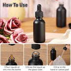 Epakh 100 Pieces Black Dropper Bottles 1oz Glass Bottles Bulk Round Bottles with Droppers and Hats 30ml Glass Dropper Bottles for Essential Oils Lab Tinctures Medicine Perfumes