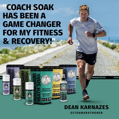 Coach Soak Recovery Bath Soak Eucalyptus Tea Tree and Magnesium Lotion with MSM Cooling Menthol Bundle