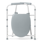 Dr. Dunley 3-in-1 Bedside Commode Chair with Elongated Seat – Steel Folding Frame, 7.5 QT Bucket, 350 lb Weight Capacity, Clip-On Toilet Seat, Bathroom Safety Aid for Seniors, Tool-Free Assembly