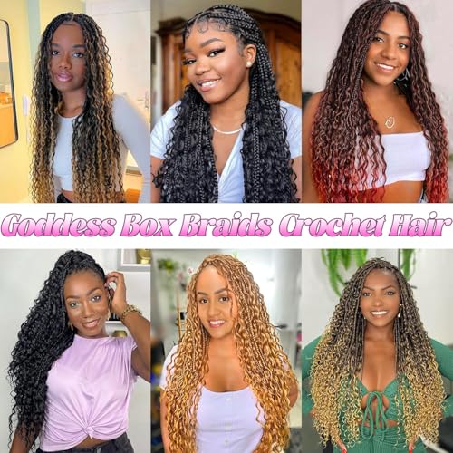 Goddess Boho Box Braids Crochet Hair-8 Packs 18 Inch Crochet Box Braids for Black Women Pre Looped (1B/30/27, 18 Inch (Pack of 8))