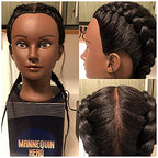 Mannequin Head 100% Real Hair for Cosmetology Manikin 16 Inch Doll Head Hairdresser Hairstylist Training Practice Styling Braiding Styling Curling Coiling Display Cosmetology with Stand