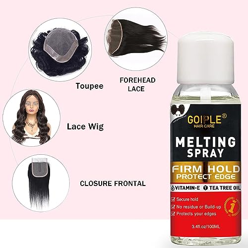 Lace Melting Spray Glue-Less Hair Adhesive for Wigs, Lace Bond Adhesive Spray Wig Melting Spray for Closure Front Extensions, Melting Spray for Lace Wigs Natural Finishing Hold Protect Edge Kit