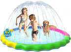VISTOP Non-Slip Splash Pad for Kids and Dog, Thicken Sprinkler Pool Summer Outdoor Water Toys - Fun Backyard Fountain Play Mat for Baby Girls Boys Children or Pet Dog (67 inch, Red&Yellow&Green&Blue)