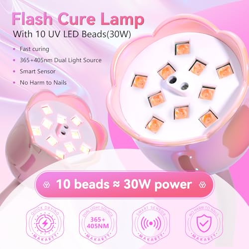 Makartt UV LED Nail Lamp - Mini UV Light for Gel Nails Polish Fast Curing Goosenecks UV Lamp 10W Rechargeable LED Nail Light Nail Dryer with 4 Timers & Auto Sensor Nail Lamp for Salon Home DIY Use