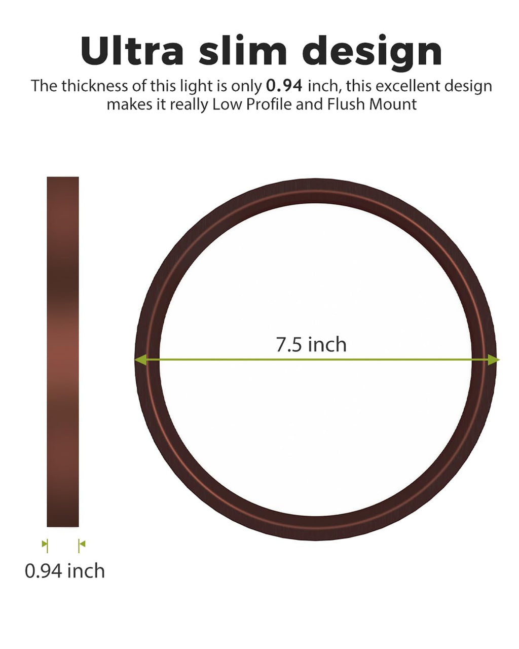 hepside 2Pack Dimmable Flush Mount Ceiling Light Fixture Oil Rubbed Bronze, 3000/4000/6500K Ceiling Lamp, 7.5INCH 15W 1500LM Low Profile Light for Bedroom, Kitchen, Bathroom, Hallway