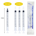 150 Pcs 1ml Syringes with Caps Oral Dispenser Individually Sterile Warpped for Medicine Dropper, Colostrum Collect Feeding Pets, Liquid