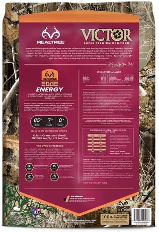 Victor Super Premium Dog Food – Realtree Edge Energy Dry Dog Food for Highly Active Dogs – Gluten Free Dog Food with Glucosamine and Chondroitin for Hip and Joint Health, 15 lb