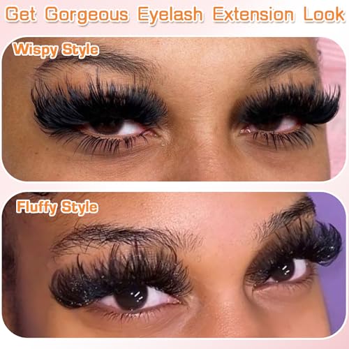 Fluffy Lash Clusters Kit 10-20mm Thick 200D Cluster Eyelash Extensions 224 Pcs D Curl Mega Volume Eyelash Clusters False Eyelashes with Lash Bond and Seal Lash Tweezers DIY at Home, by Anforlin
