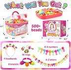 FUNZBO 520+ Snap Pop Beads - Jewelry Making Kit, Arts and Crafts for Kids Ages 4-8, Toys for 3 4 5 6 Years Old Girls Birthday Gifts Ideas, Bracelet Necklace Ring Snap Set for Little Girls
