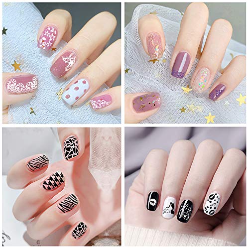 Biutee Nail Stamping Plates Set 12pcs Nail Plates 1stamper 1scraper 1storage Bag Nail Plate Template Image Plate Stencil Nails Tool (C)