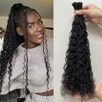 Bulk Pre Divided Human Hair for Crochet Boho Braids Extensions Curly Double Drawn Bulk Human Hair Bundles for Braiding Loose Deep Wave No Weft for Women 20inch 320 roots 100g