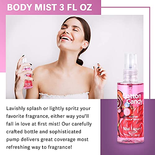 Cotton Candy Bath & Body Care Travel Set, Home Spa Gift Set Includes Body Lotion, Shower Gel, and Fragrance Mist, Personal Body Care Travel Set, Birthday Mother's Valentine's Day Gifts