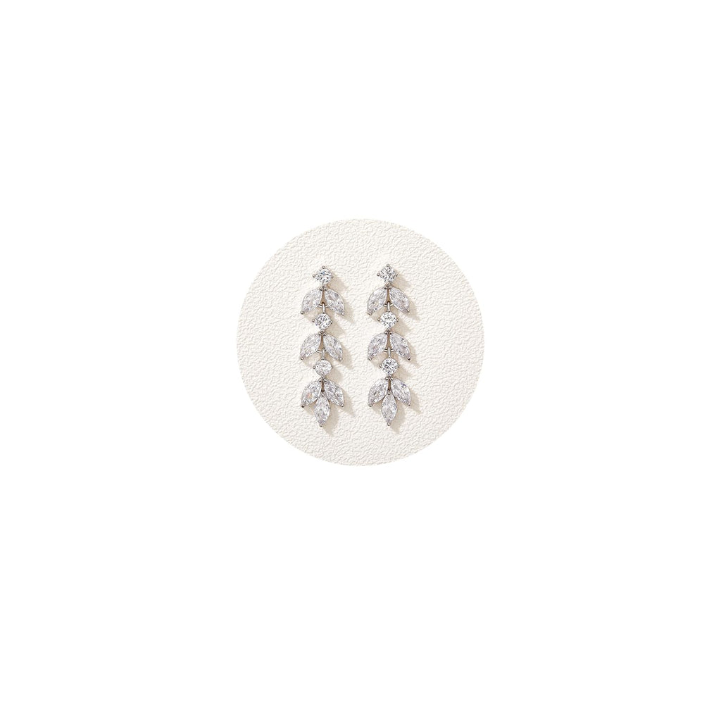SWEETV Cubic Zirconia Wedding Earrings for Brides, Marquise Bridal Earrings