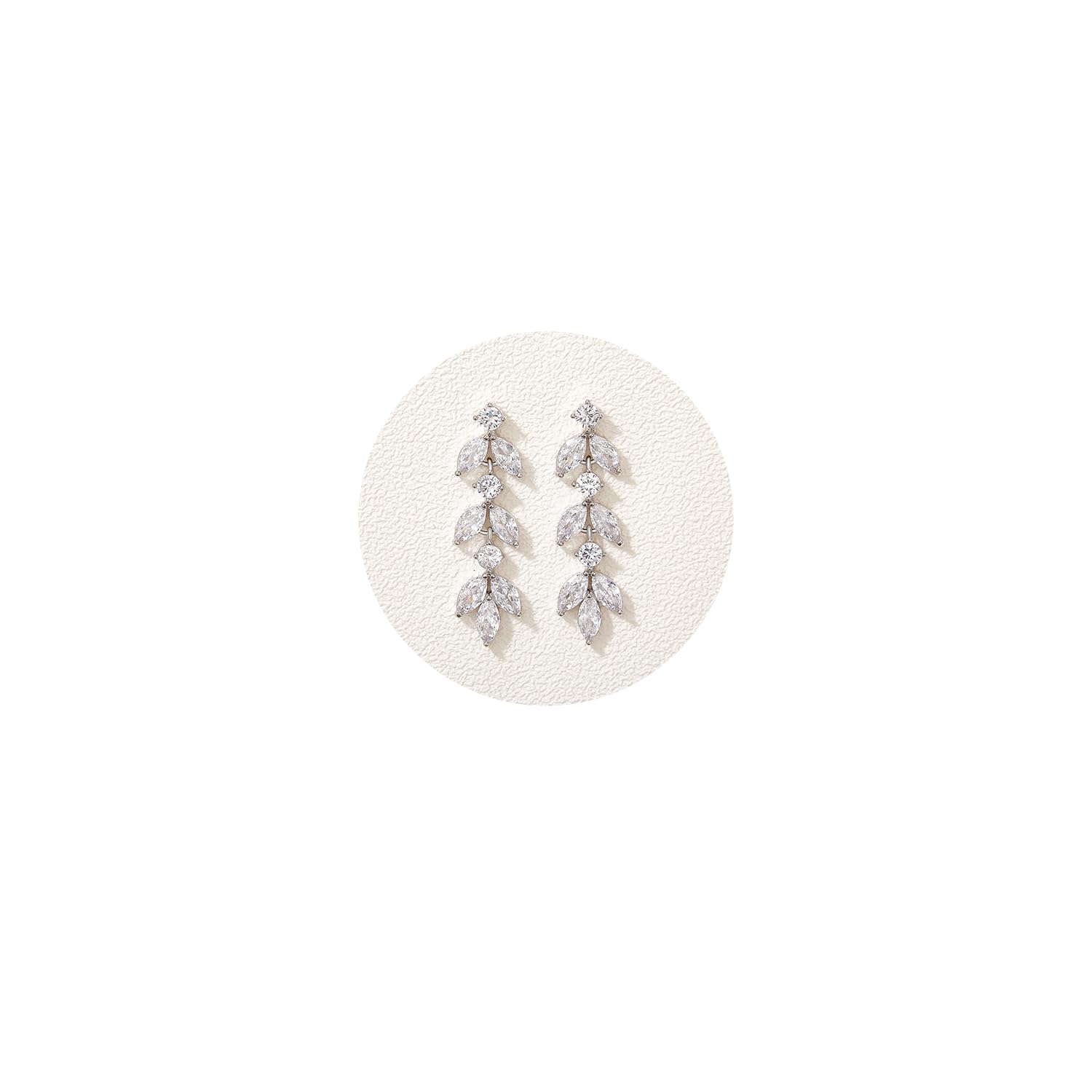 SWEETV Cubic Zirconia Wedding Earrings for Brides, Marquise Bridal Earrings