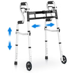 Delog Narrow Folding Walker for Seniors, 3 in 1 Folding Walker with 5” Front Wheels Width Adjustable Compact Standard Walker Support Up to 350lbs (Black)