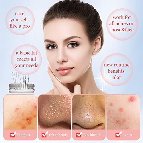 Blackhead Remover Set 8 Pcs Stainless Steel Whitehead Blemish Removal Tool with Portable Metal Case